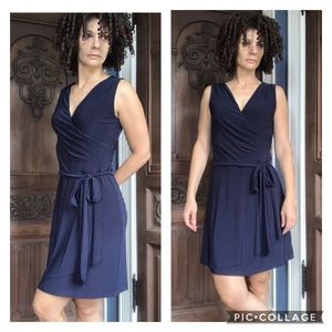 Last Tango Faux Wrap Navy Blue Dress XS